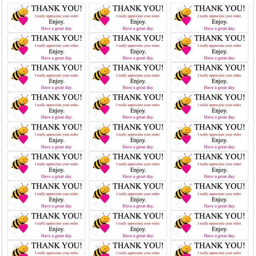 Bumble Bee Thank You Stickers Order Shipping Labels Posh Shop Box Label Sticker